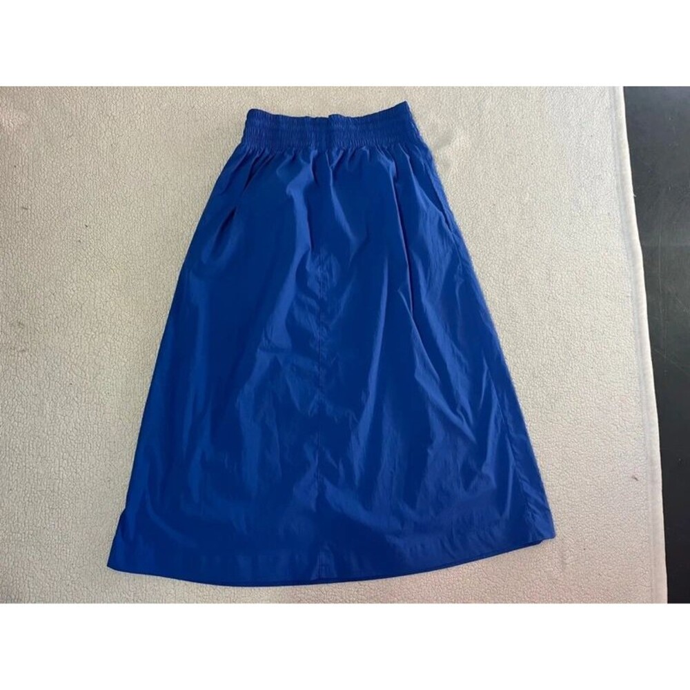 Athleta Midday Mid Rise Midi Poplin Skirt Royal Blue Elastic Waist Womens XS